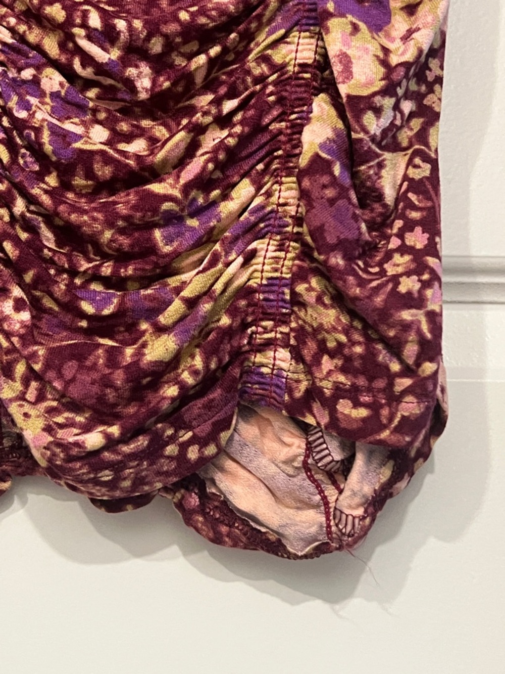 Free People Ruched Long Sleeve Floral Scoop Top in Plum - Picture 13 of 16